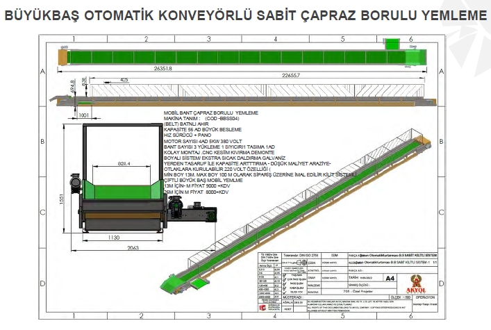 BÜYÜKBAŞ OTOMATİK KONVEYÖRLÜ SABİT ÇAPRAZ BORULU YEMLEME