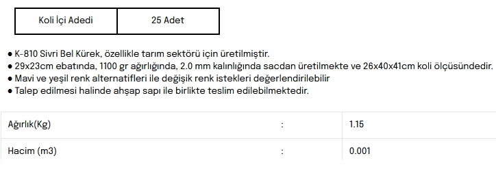 K-810 Sivri Bel Küreği