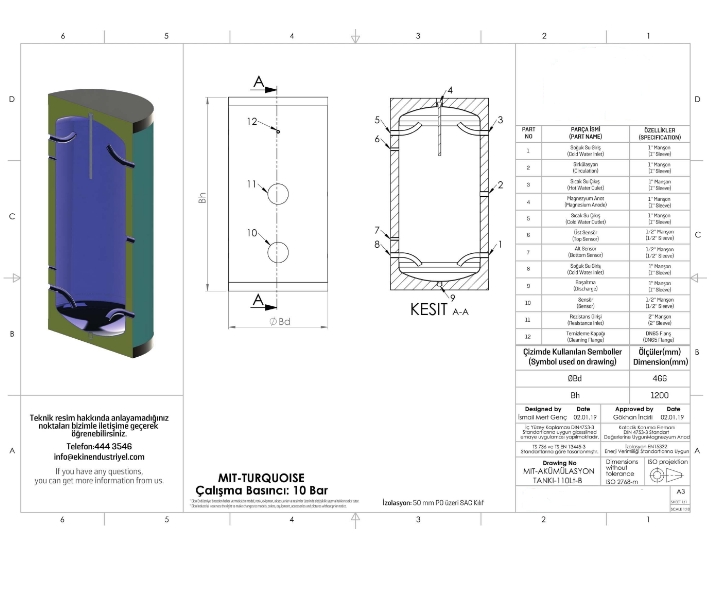 MIT 100 LT (LİTRE) AKÜMÜLASYON TANKI