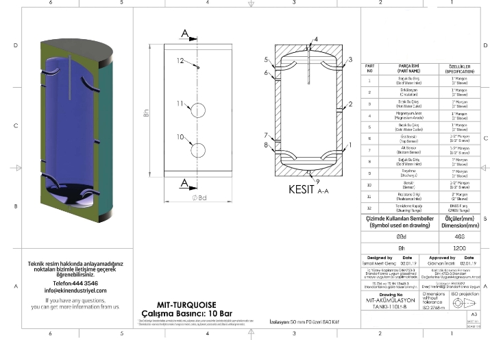 MIT 160 LT (LİTRE) AKÜMÜLASYON TANKI