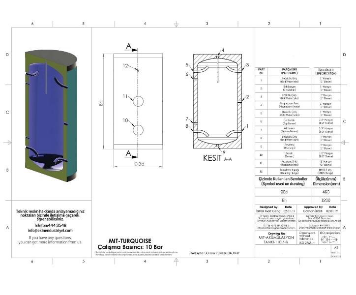 MIT 300 LT (LİTRE) AKÜMÜLASYON TANKI