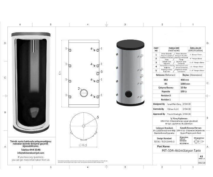 MIT 160 LT (LİTRE) AKÜMÜLASYON TANKI