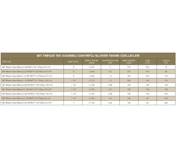MIT BLOWER HAVA MOTORU 0,85 KW B4TT-108 TRİFAZE 145 M3/H