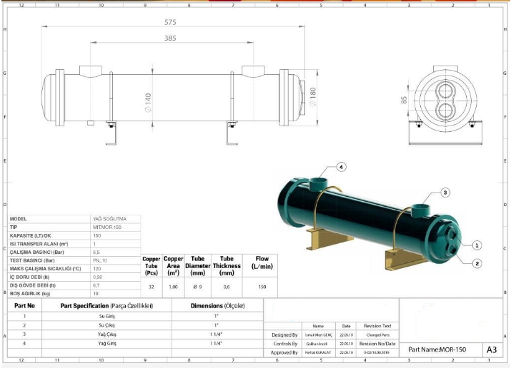 MIT MOR-150 BAKIR BORULU EŞANJÖR