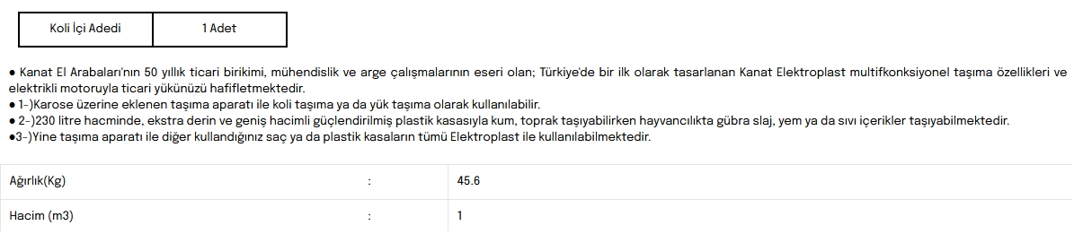 Çok Fonksiyonlu Elektrikli El Arabası