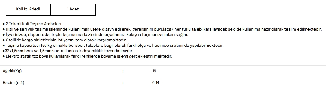 KY-501 2 Tekerlekli Araba