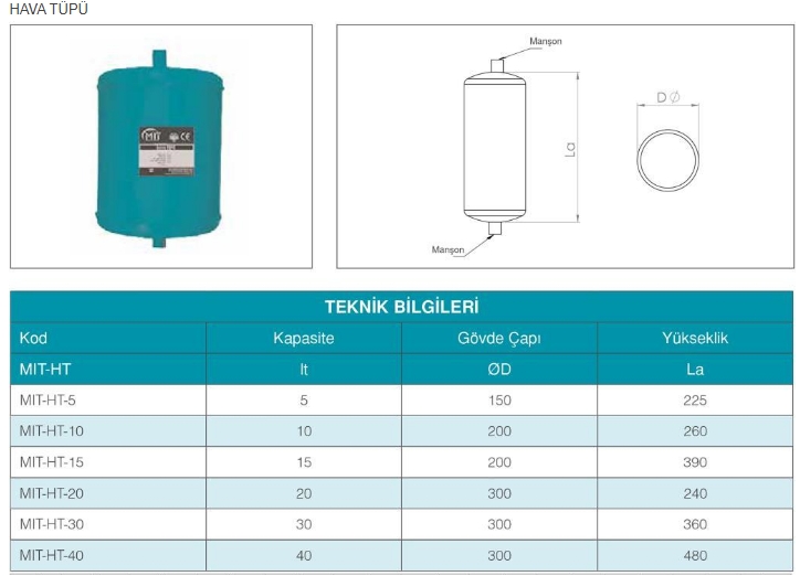 MIT 5 LT HAVA TÜPÜ