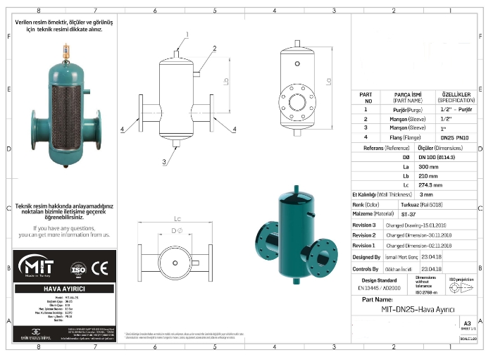 MIT HAVA AYIRICI DN40 DİŞLİ