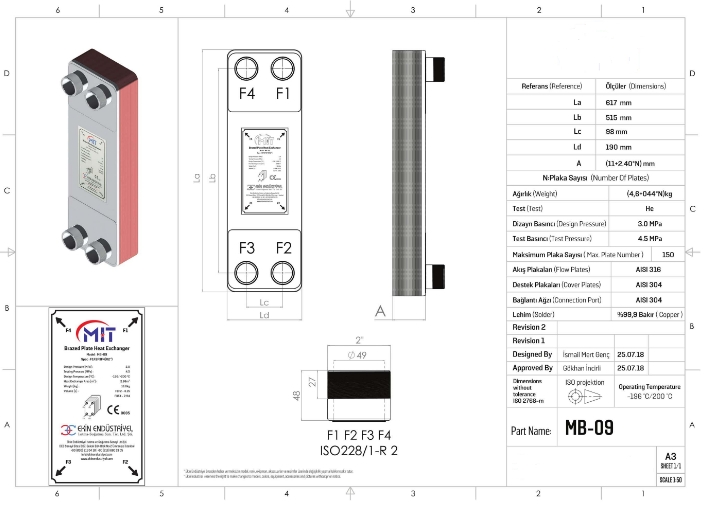 MIT MB-09 LEHİMLİ TİP PLAKALI ISI EŞANJÖR (30 PLAKALI)