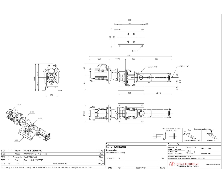 NOVA ROTORS DXO 1L1 SS316 HİJYENİK MONOPOMPA